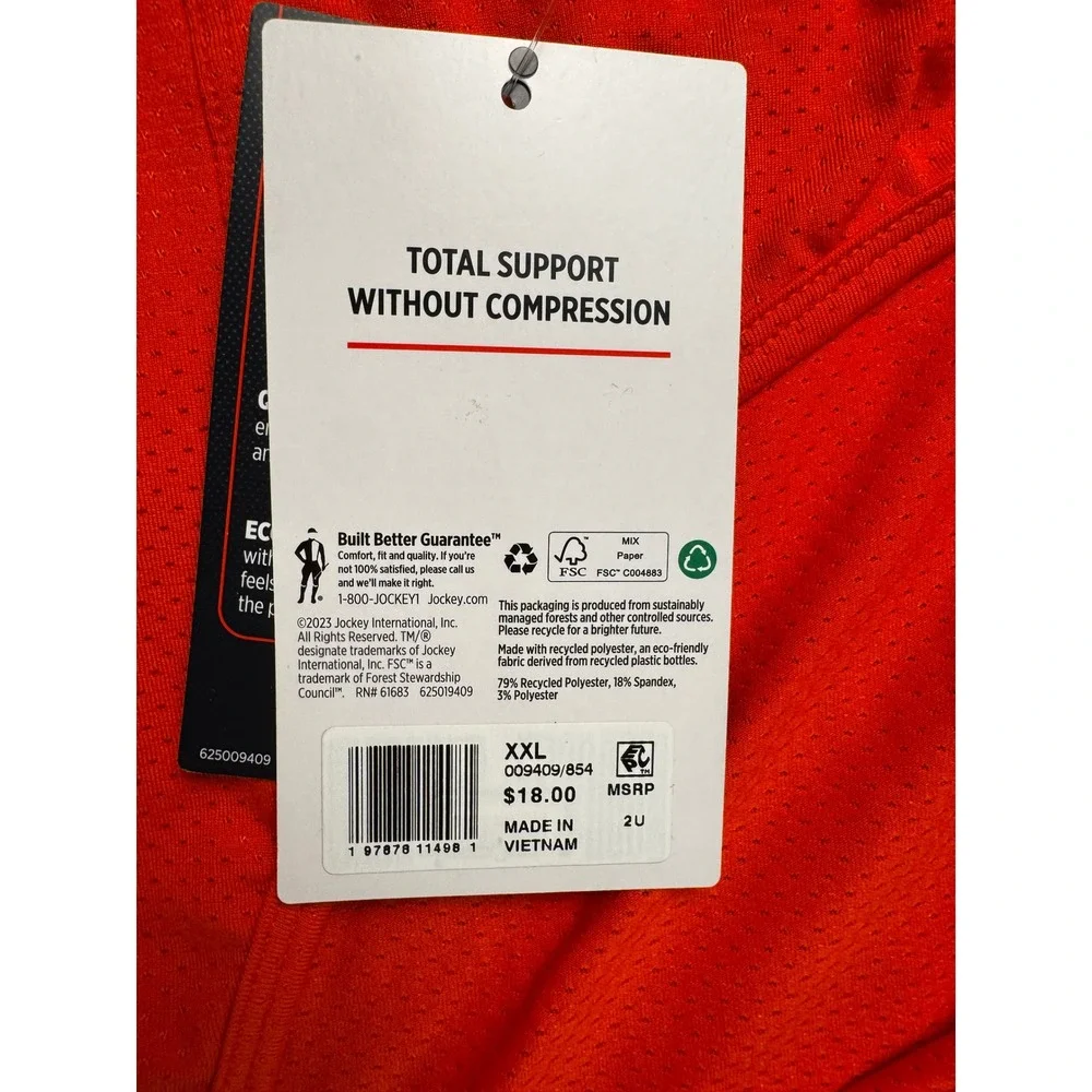 Jockey Sport Stability Pouch Brief Orange Microfiber Mesh 2XL 44-46